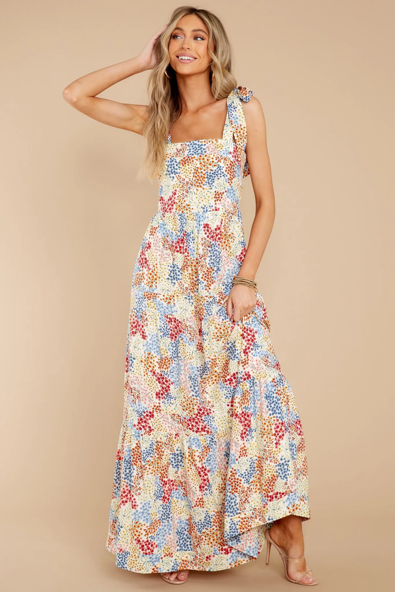 Sweet Blossoms Yellow Multi Floral Print Maxi Dress