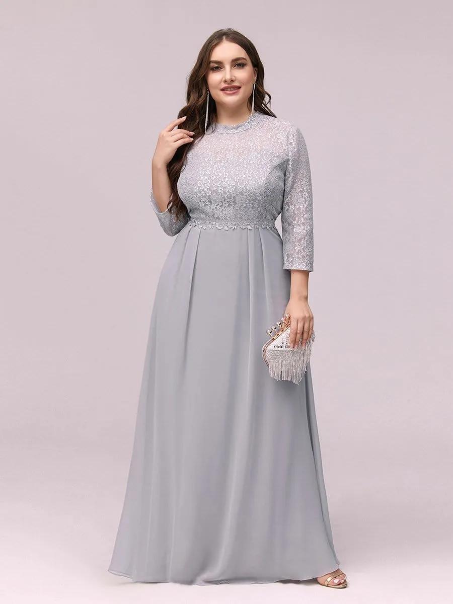 Women's Fashion Lace Bodice Chiffon Evening Dress